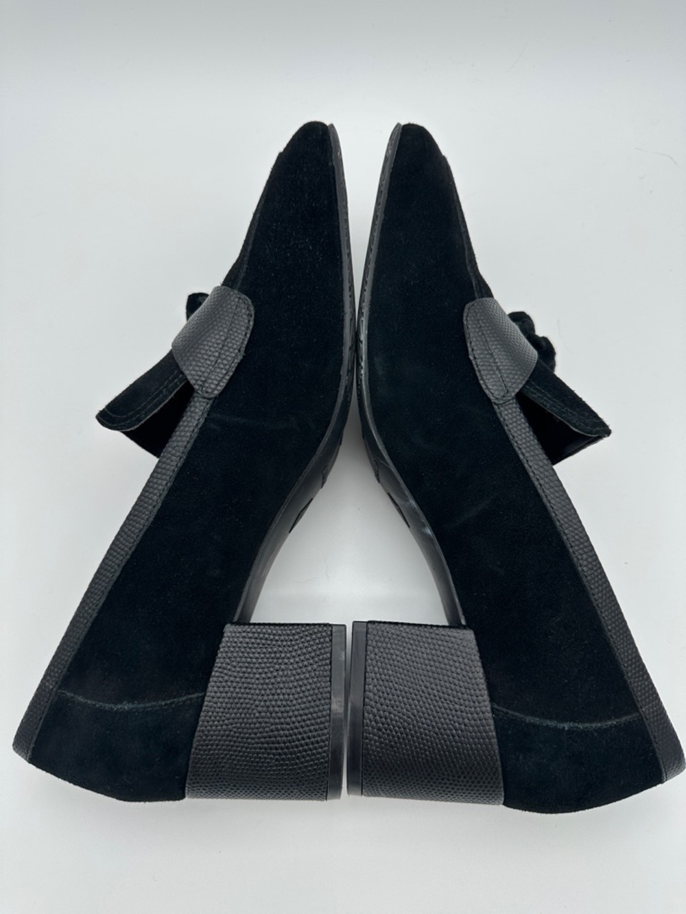 Donald Pliner Kressida Loafer Black Leather Suede Square Toe Shoe 10 Preppy Work - Picture 6 of 16